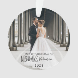 Onze eerste kerstfoto Pas getrouwd Ornament
