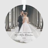 Onze eerste kerstfoto-Pas getrouwd Ornament (achterkant)