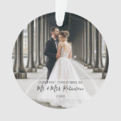 Onze eerste kerstfoto-Pas getrouwd Ornament (voorkant)