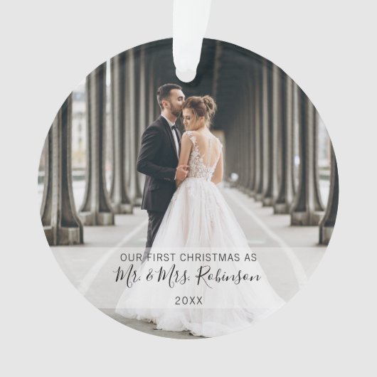Onze eerste kerstfoto-Pas getrouwd Ornament (voorkant)