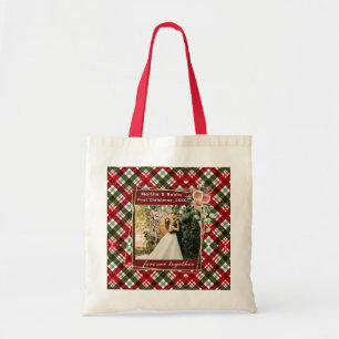 Onze eerste kerstfoto Pas getrouwd Tote Bag