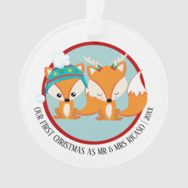 Onze eerste kerstfoto Red Fox op maat Ornament