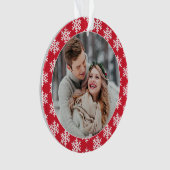 Onze eerste kerstfoto Red Snowflake Ornament (voorkant)