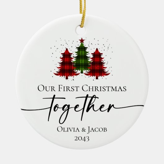 Onze eerste kerstfoto samen keramisch ornament (Voorkant)