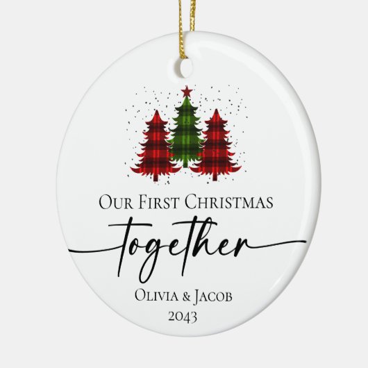 Onze eerste kerstfoto samen keramisch ornament (Links)