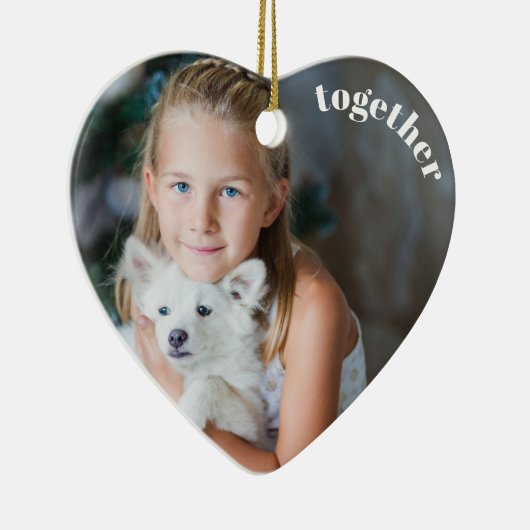 Onze eerste kerstfoto samen keramisch ornament (Rechts)