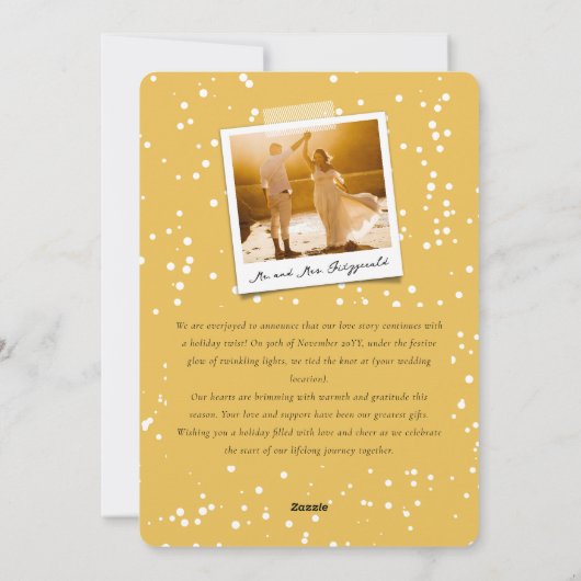 Onze eerste kerstfoto samen met Golden Script Feestdagenkaart (Achterkant)