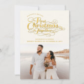 Onze eerste kerstfoto samen met Golden Script Feestdagenkaart (Voorkant)