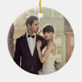 Onze eerste kerstfoto samen met Golden Script Keramisch Ornament (Achterkant)