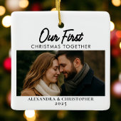 Onze eerste kerstfoto samen Minimal Modern Keramisch Ornament