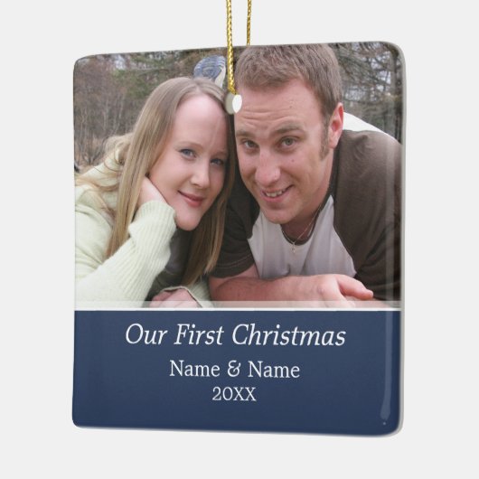 Onze eerste kerstfoto - Single Sided Keramisch Ornament (Links)