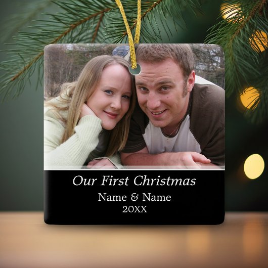 Onze eerste kerstfoto - Single Sided Keramisch Ornament