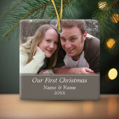 Onze eerste kerstfoto - Single Sided Keramisch Ornament