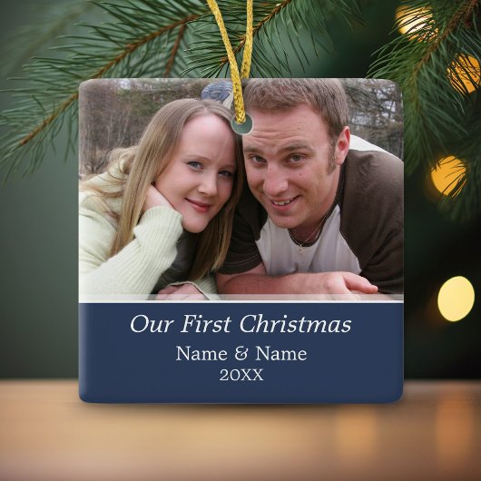 Onze eerste kerstfoto - Single Sided Keramisch Ornament