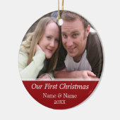 Onze eerste kerstfoto - Single Sided Keramisch Ornament (Links)