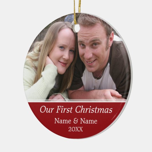 Onze eerste kerstfoto - Single Sided Keramisch Ornament (Links)