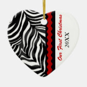 Onze eerste kerstfoto-Sjabloon Keramisch Ornament (Voorkant)