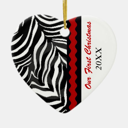 Onze eerste kerstfoto-Sjabloon Keramisch Ornament (Voorkant)