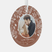 Onze eerste kerstfoto Terracotta Glas Ornament (Voorkant Rechts)