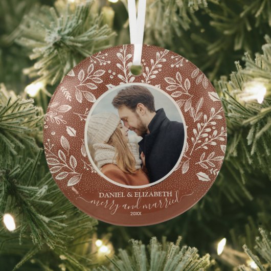 Onze eerste kerstfoto Terracotta Glas Ornament (Insitu)