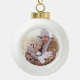 Onze eerste kerstfoto-vakantie  keramische bal ornament