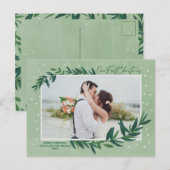 Onze eerste kerstfoto van de moderne botanische fo feestdagenkaart (Voorkant / Achterkant)