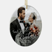 Onze eerste kerstfoto van het Witte Manuscript Wed Keramisch Ornament (Rechts)