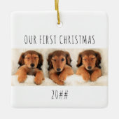 Onze eerste kerstfoto van Panorama's Keramisch Ornament (Voorkant)
