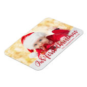 Onze eerste kerstfoto van Red Script Magnet Magneet (Linkerzijde)