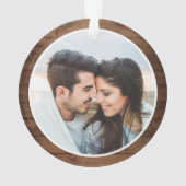 Onze eerste kerstfoto van Rustic Pine Tree Ornament (achterkant)