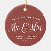 Onze eerste kerstfoto van terracotta keramisch ornament (Voorkant)