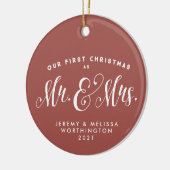 Onze eerste kerstfoto van terracotta keramisch ornament (Links)