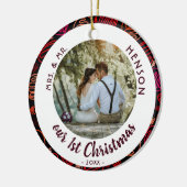 Onze eerste kerstfoto van Wdes Couple Keramisch Ornament (Links)