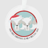 Onze eerste kerstfoto voor Arctic Fox op maat Ornament (voorkant)