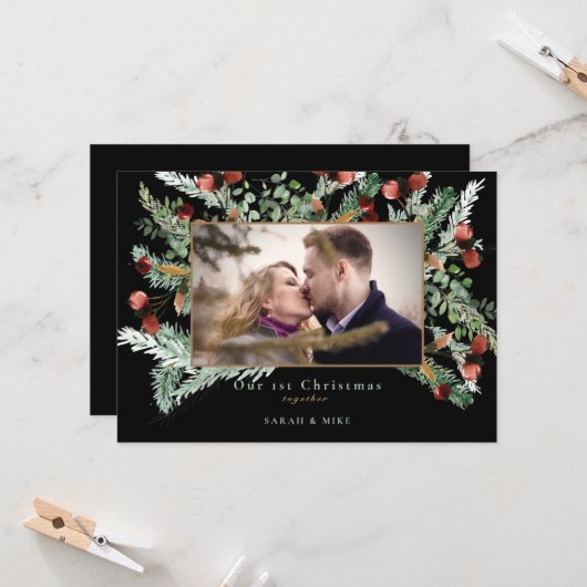 Onze eerste kerstfoto, zwart (Voorkant / Achterkant in situ)