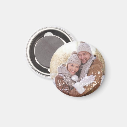 Onze eerste kerstfotofeestdag magneet (Voorkant / Achterkant)