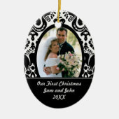 Onze eerste kerstfotoversiering keramisch ornament (Voorkant)