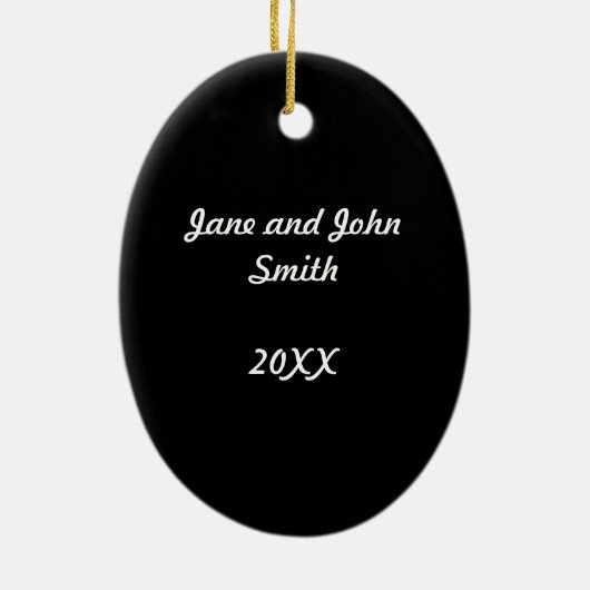 Onze eerste kerstfotoversiering keramisch ornament (Achterkant)