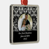 Onze eerste kerstfotoversiering metalen ornament (Rechts)