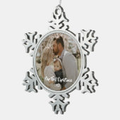 Onze eerste kerstfotoversiering tin sneeuwvlok ornament (Rechts)