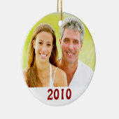 Onze eerste kerstfotoversieringen keramisch ornament (Rechts)