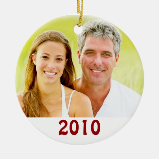 Onze eerste kerstfotoversieringen keramisch ornament (Voorkant)