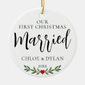 Onze eerste kerstgehuwde, aangepaste foto keramisch ornament (Voorkant)