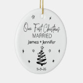 Onze eerste kerstgehuwde aangepaste namen en foto' keramisch ornament (Rechts)
