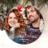 Onze eerste kerstgehuwde foto op maat 2 keramisch ornament