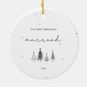 Onze eerste kerstgehuwde minimalistische kerst keramisch ornament (Achterkant)
