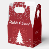 Onze eerste kerstgehuwde rode legante boom bedankdoosjes (Geopend)