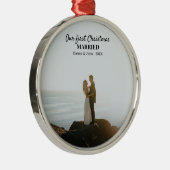 Onze eerste kerstgehuwde scriptkoppeling Ce Metalen Ornament