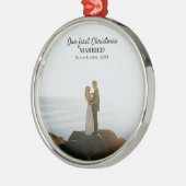 Onze eerste kerstgehuwde scriptkoppeling Ce Metalen Ornament