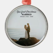 Onze eerste kerstgehuwde scriptkoppeling Ce Metalen Ornament (Voorkant)